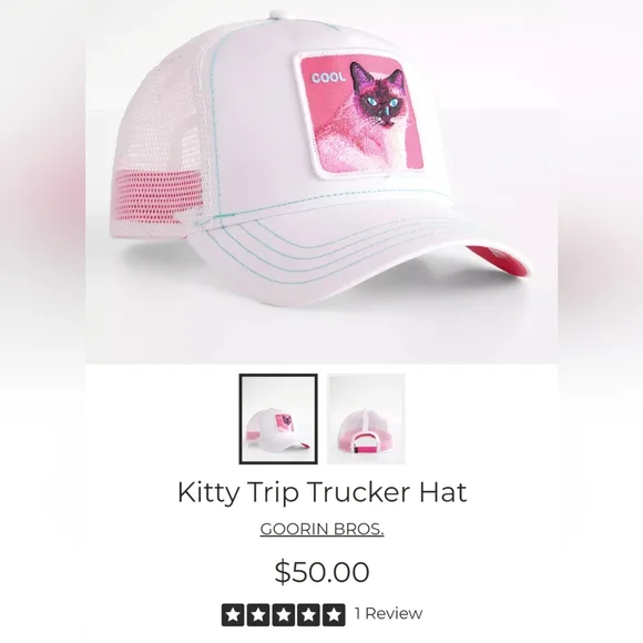 SOLD Goorin Bros Cool Kitty Pink Trucker Snapback Hat NWT - Picture 3 of 3